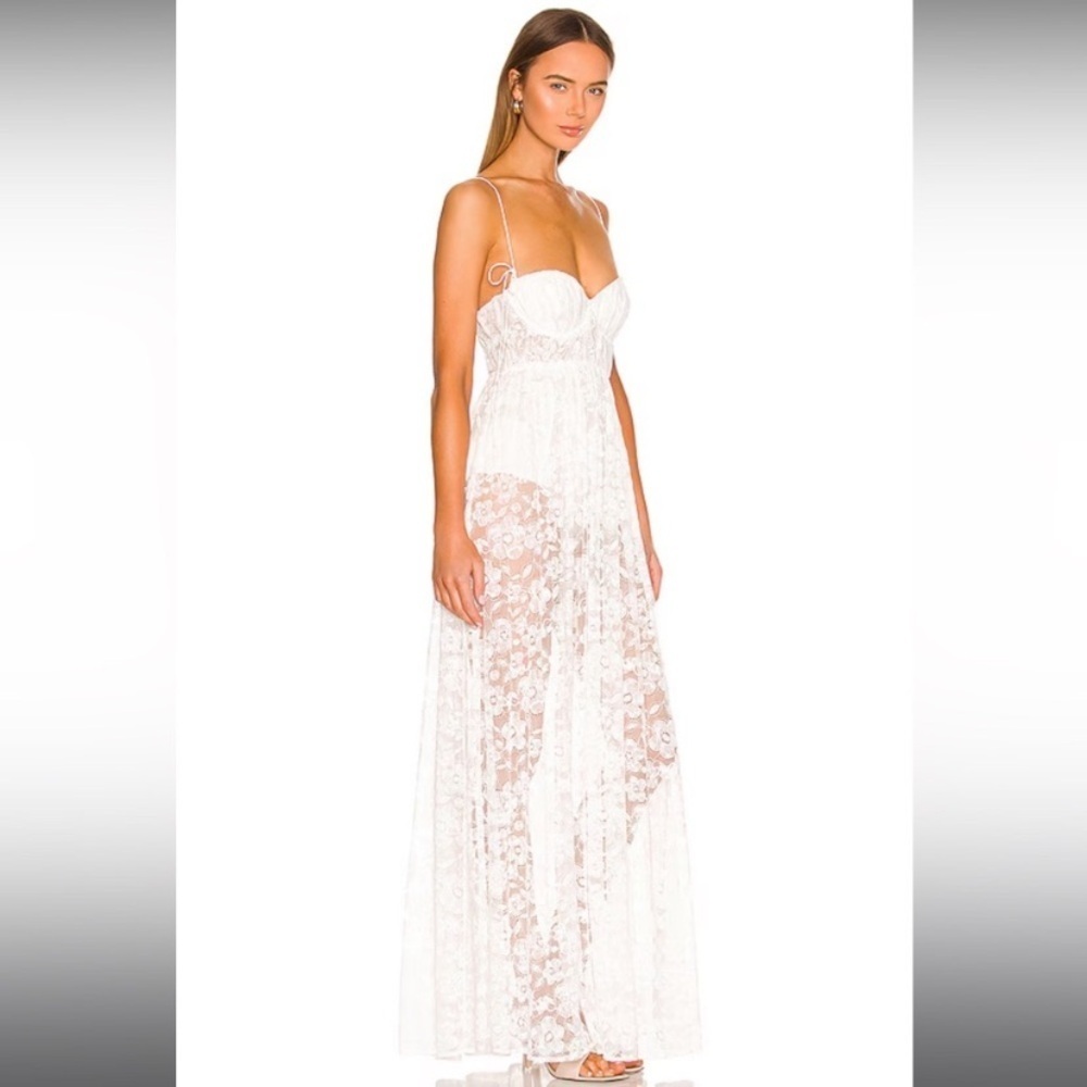 New! For Love & Lemons Lorena Maxi Dress White Lace 1710 - Picture 3 of 15